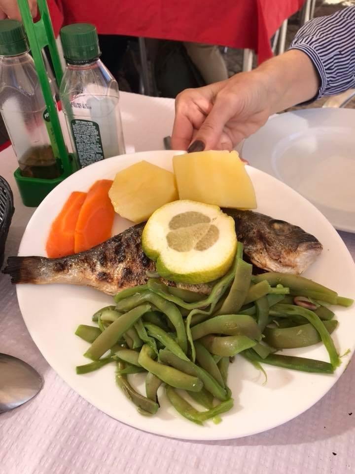 Traditional Portuguese lunch. Wine - add $1.60 per glass - and a GOOD pour!