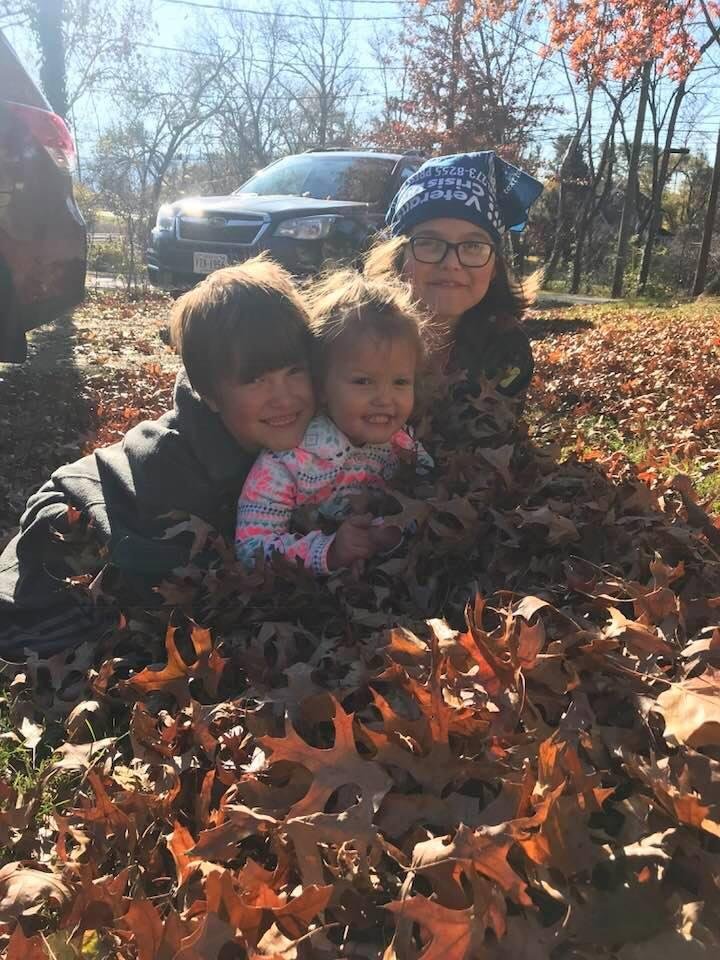 Playing in the leaves...