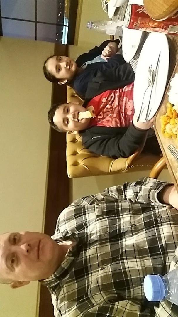 Andrea's 11th Birthday dinner . Andrea, Jarvis, and my Friend Ralph