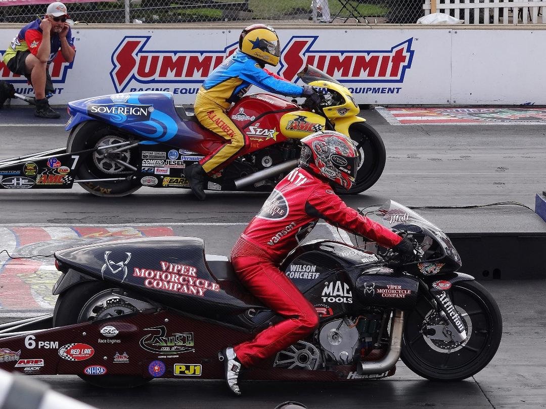 Pro Stock Motorcycle Final with Matt Smith and Scotty Pollacheck