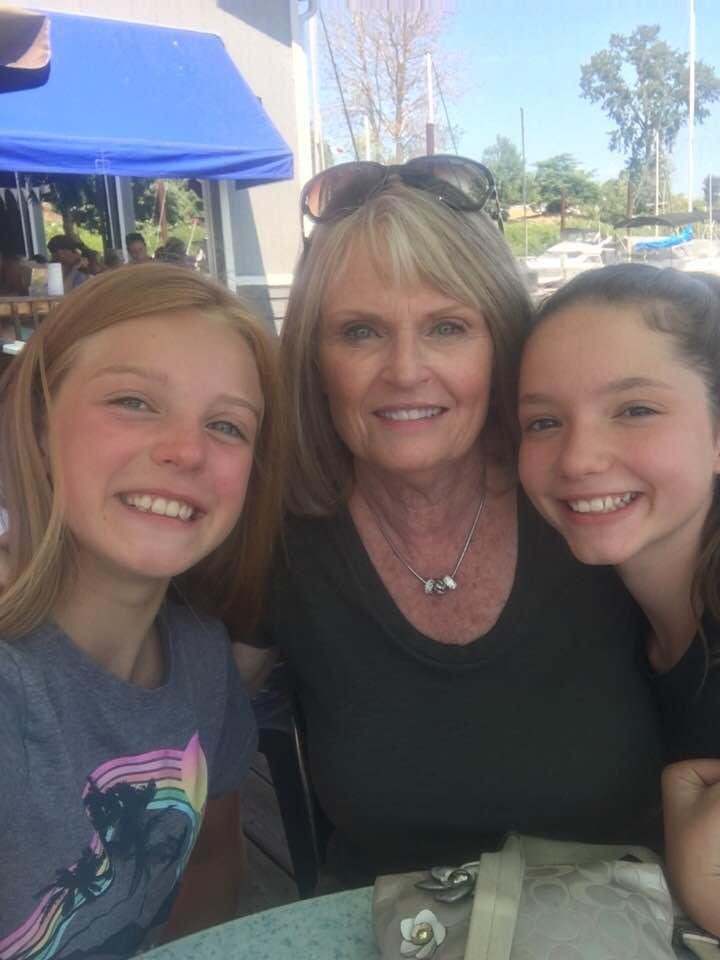 Enjoying lunch with granddaughters at Island Cafe on the Columbia River
