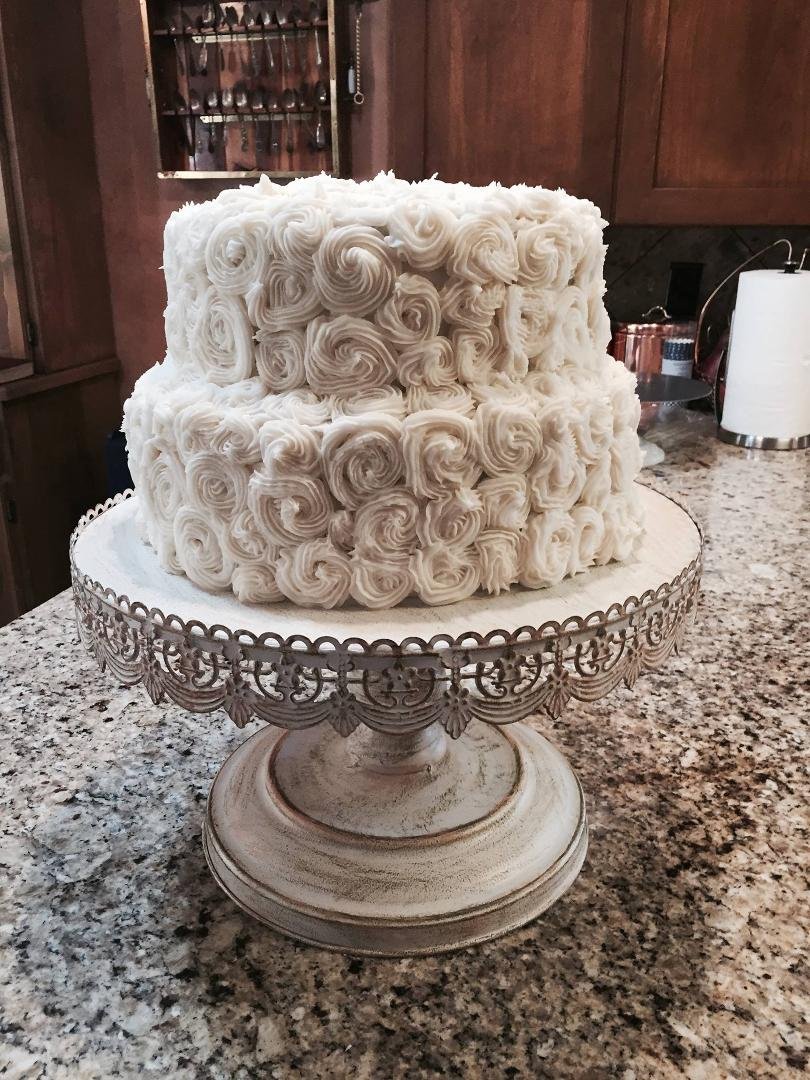 Wedding cake   It took me five hours yesterday.  Chocolate raspberry truffle cake.