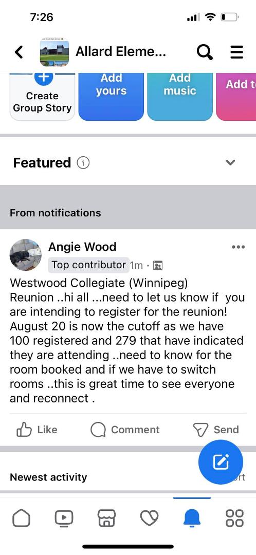 Westwood Collegiate (Winnipeg) Reunion
For anyone interested but not in the group