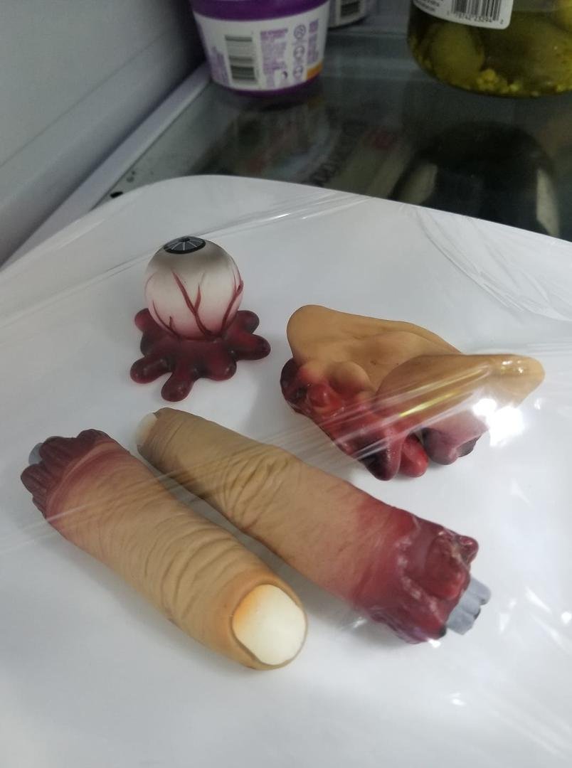 We've decorated our fridge for Halloween.