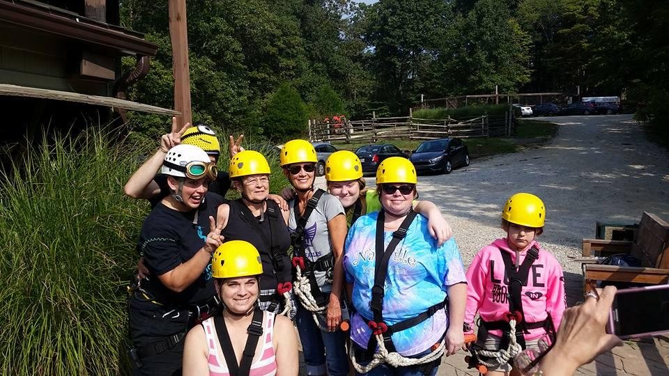 Ready for zip lining. They all had fun.