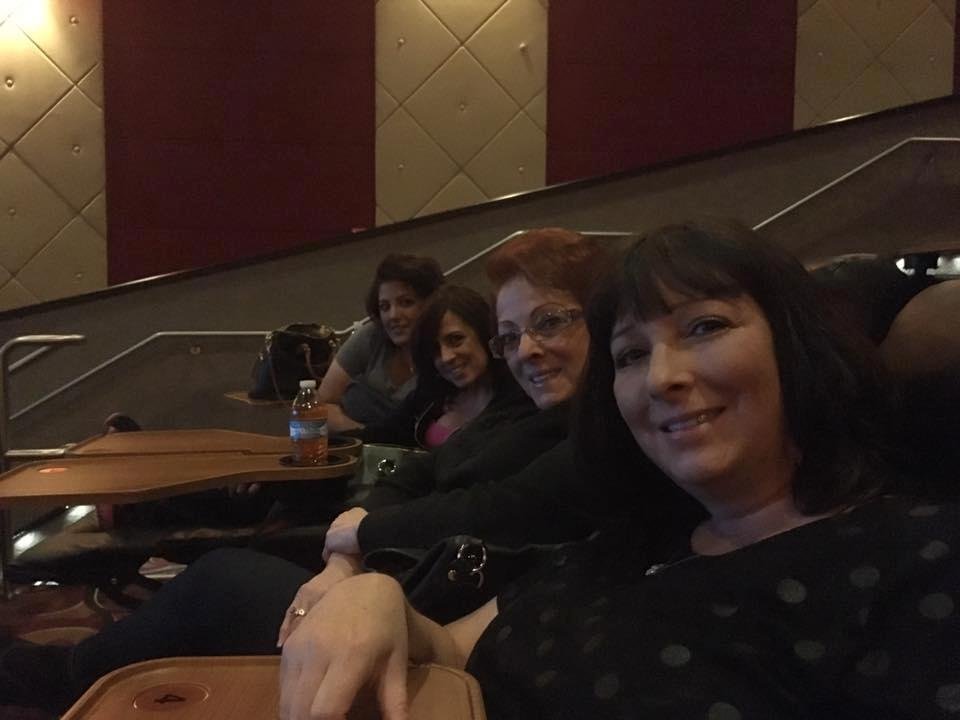 Waiting for the movie to start.  Mother's Day