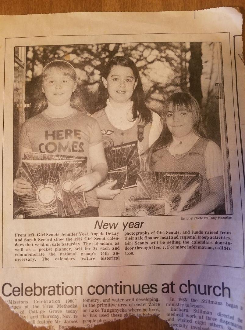 Connie Thurston, Laura Secord, Jennie Yost, Angie DeLay Bindrim, Sara,

Calendar Sales 1987 (?)