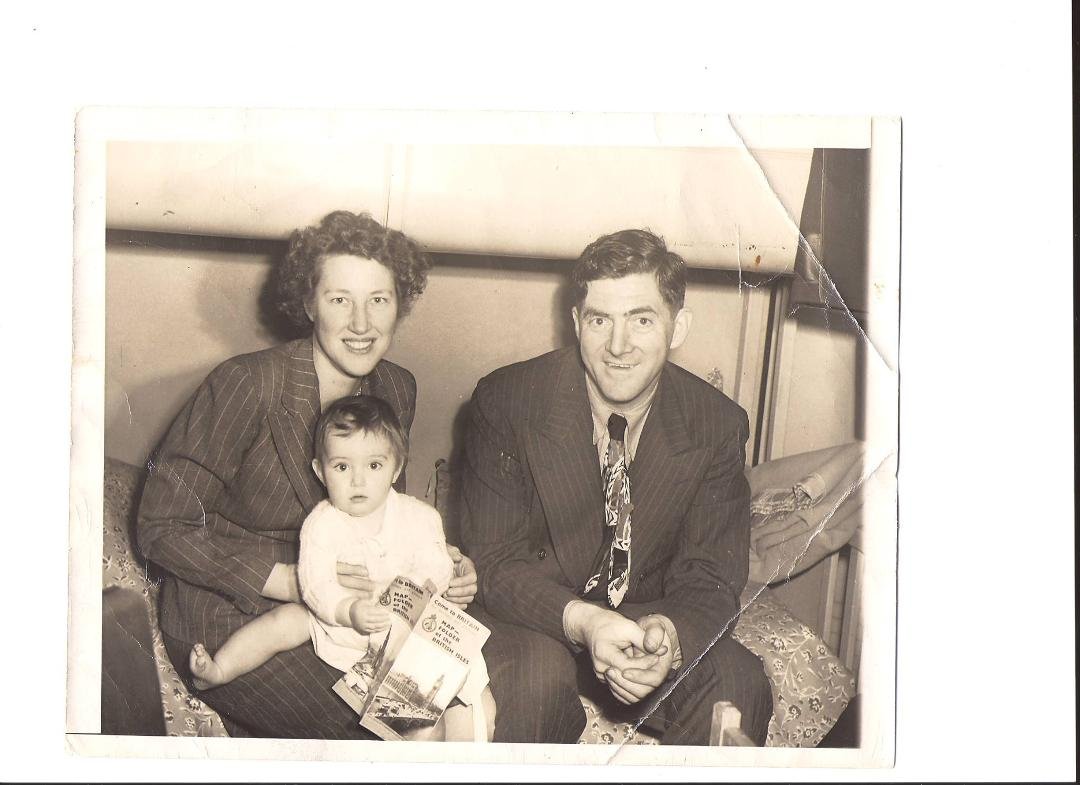 For throwback Thursday -- Here I am with my parents Harry and Gyda Stringer on board our ship to England in March of 1948.