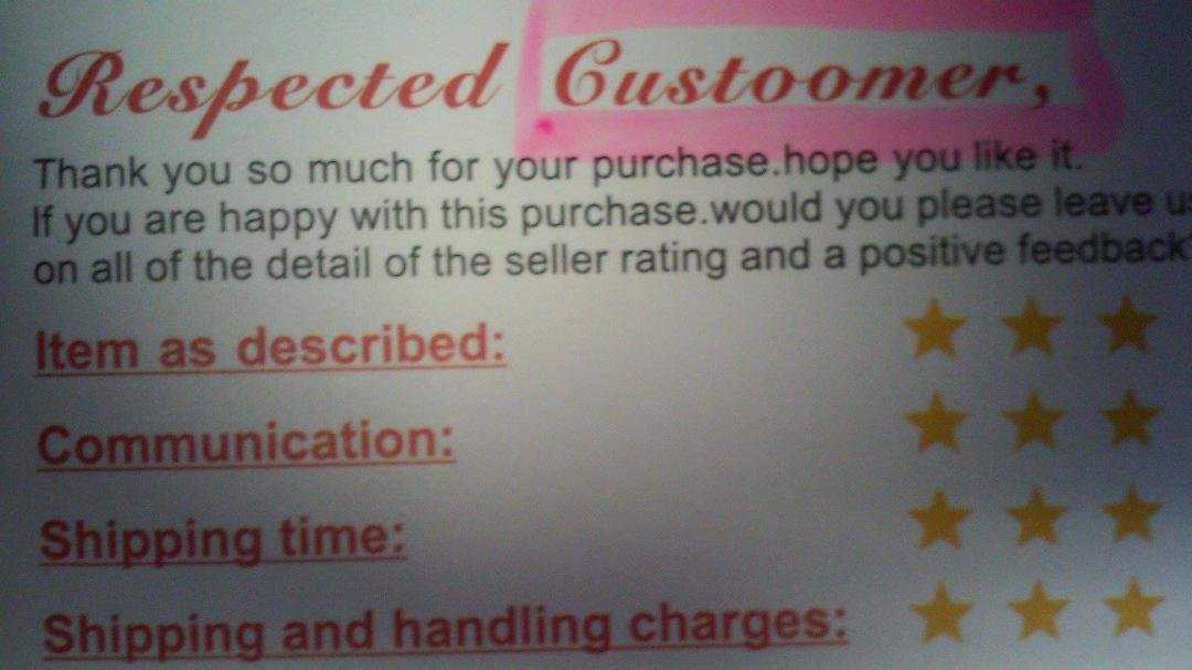 We received this in the mail today, I guess we're a Respected 'CUSTOOMER'...LOL!