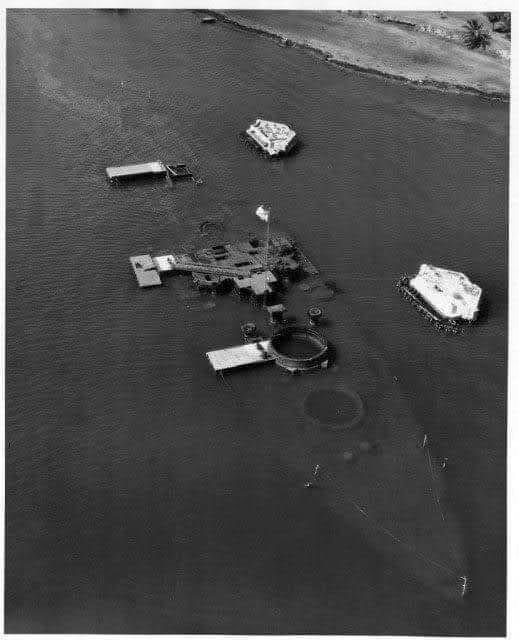 USS Arizona before the monument 1956