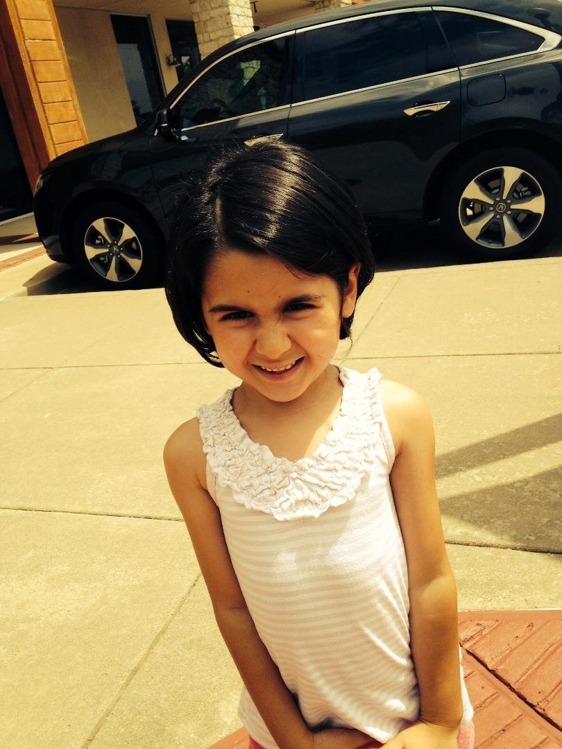 Six year old Kendall got a haircut today, too.