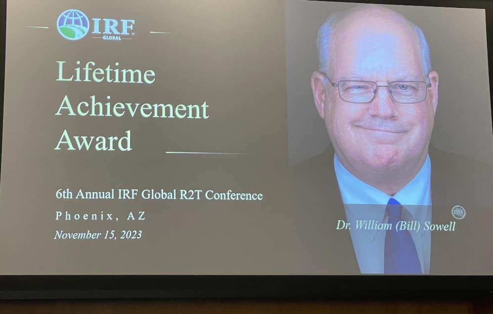 I’m not exactly sure what I did, other than just doing my job, but I am being honored at the International Road Federation Annual Conference in Phoenix in absentia. Very humbled. Many thanks to the IRF. It has been a fun an