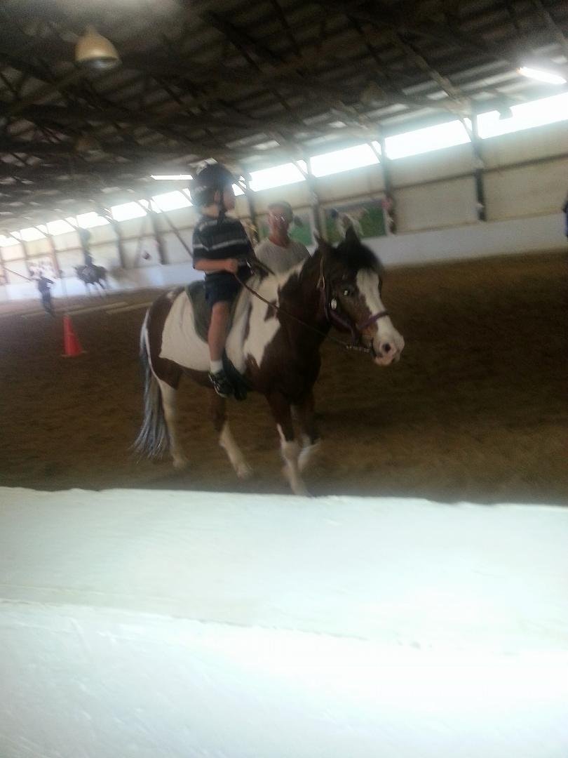 Tristan has his first Therapeutic Horseback riding lesson.