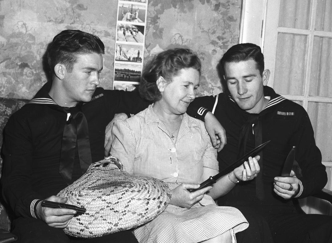 Remembering my father, B. W. Cook, with love on his birthday and on this Veterans Day week. He is on the right side of the picture with his mother and brother. The picture is taken from the Star Telegram, February 1944.