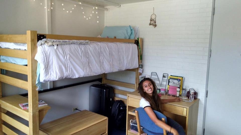 Granddaughter Natalie trying out her new digs in her dorm at Colorado State University, in Ft. Collins, where she is a freshman.
