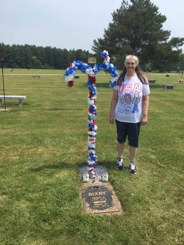 Penny Martin at our mom & dad's grave 7/04/21!