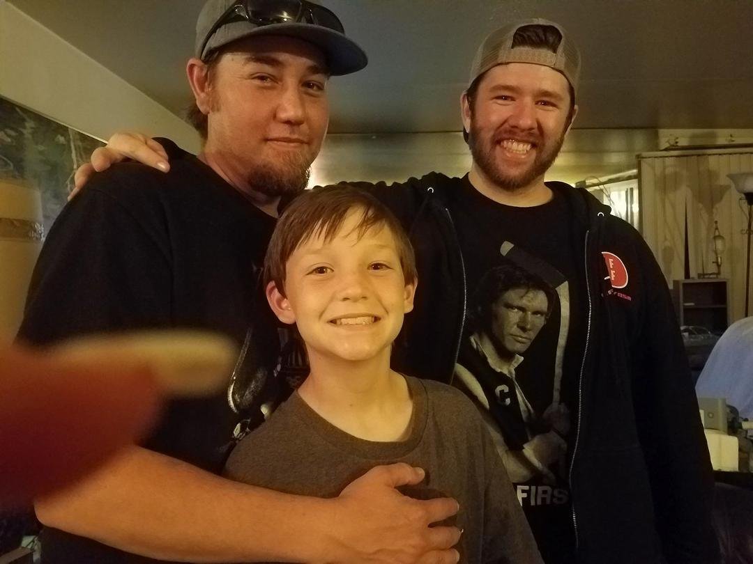 My son Nick surprised me totally with a visit from Denver! Wow! So happy!!! My eldest son, Steve was in on it, and prepared a yummy spaghetti dinner before Nick took Steve and grandson, Mason, to the new STAR WARS MOVIE: