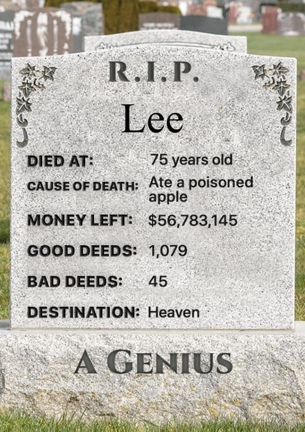 Very nice I like that except that early death ,erase that