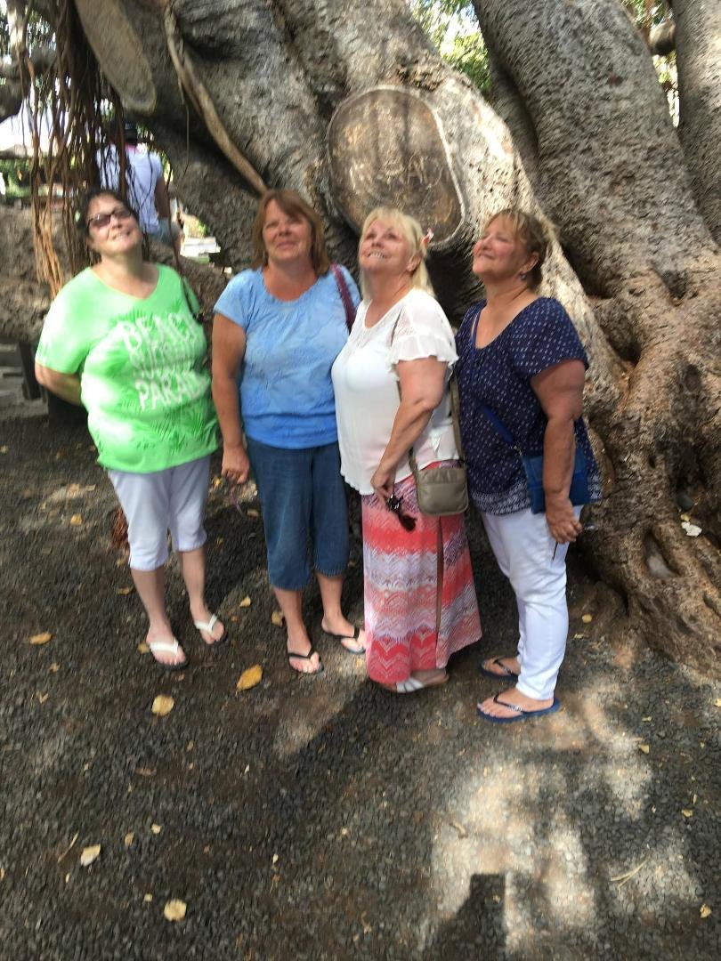 In historic Lahaina at the Banyan tree. Very humid but beautiful.