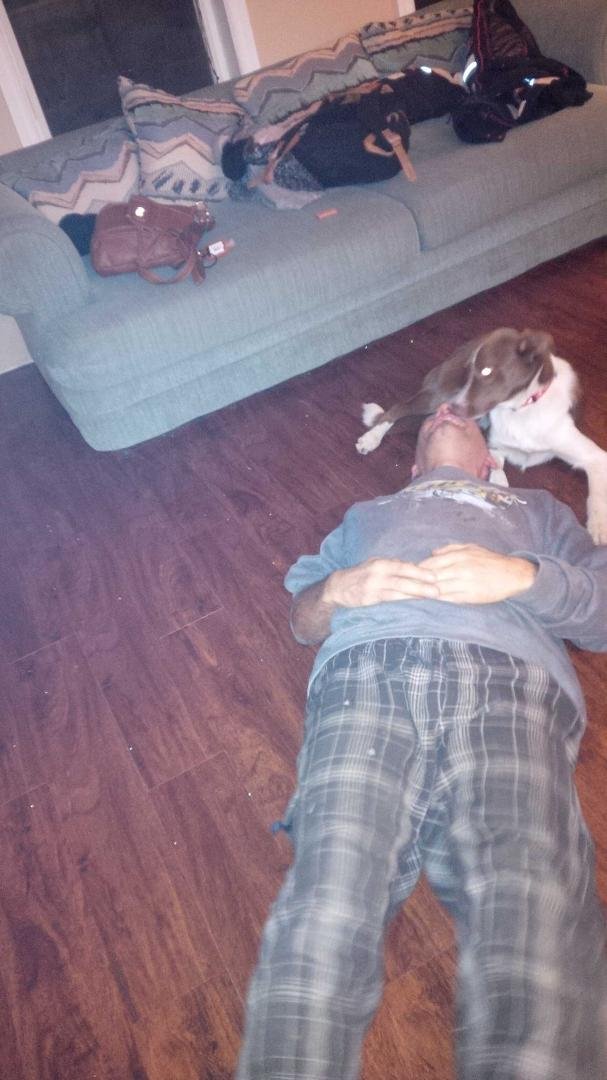 Andre and Lily playing after supper.