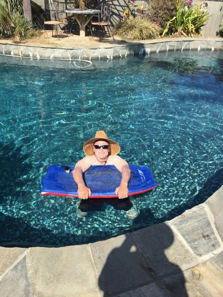 BLUE DOG,
Livin' the good life!🏄 My friend Lex in a pool for first time in over 40 years!