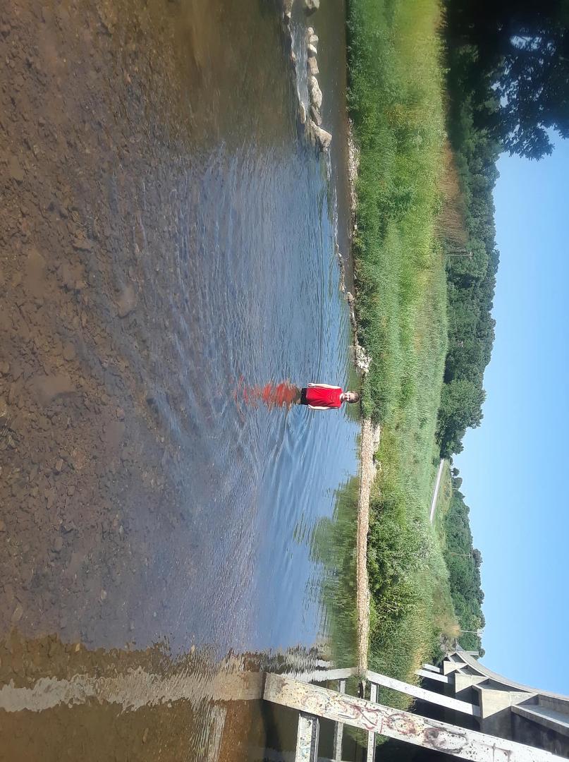 Having fun at the river.