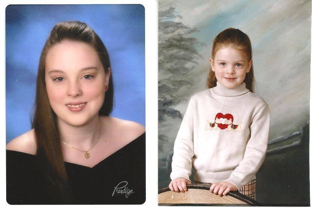 Photo on left was just taken last month and the photo on the right was her "school" picture when she was in Pre-K 13 years ago. Seems like just yesterday -