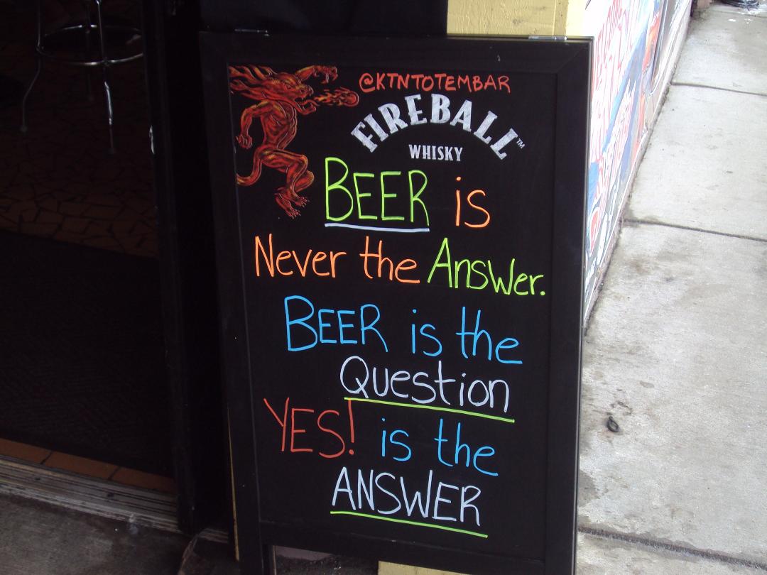 Sign at a bar in Ketchikan