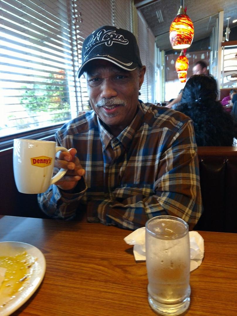 Happy Birthday to my handsome hubby...birthday boy having... birthday breakfast @ Denny's 🎆🎇🎉❣️