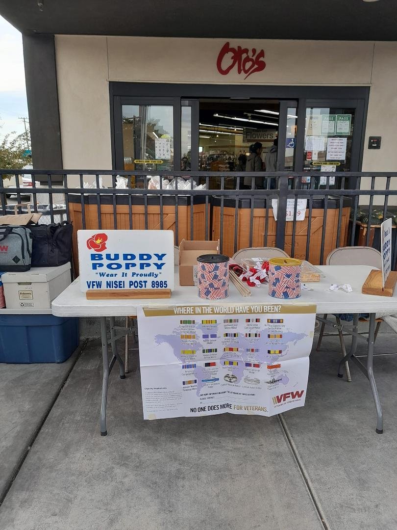 With Nisei VFW Post 8985 distributing Buddy Popies at OTO'S Market on Freeport Ave, Sacramento