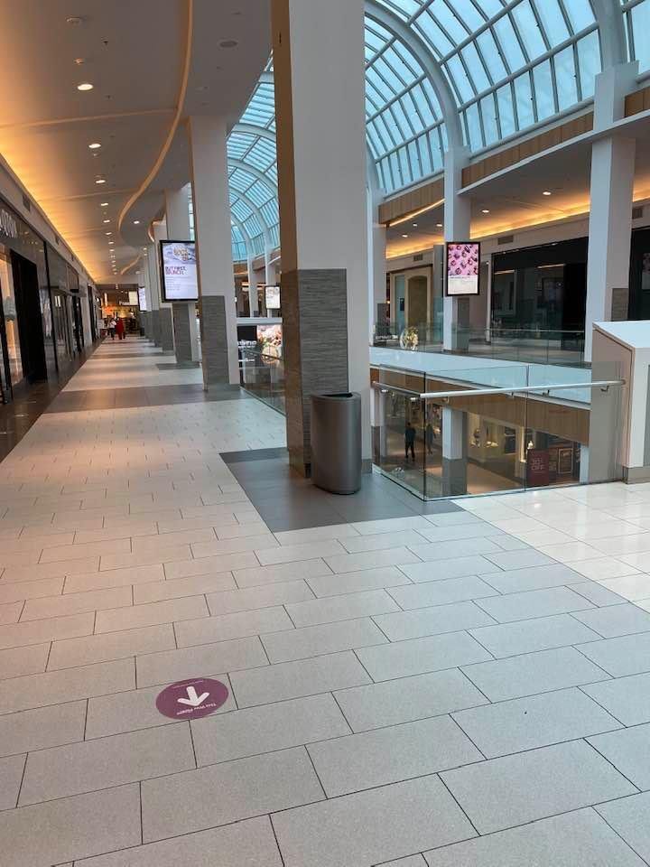 Raining out and the mall is empty.