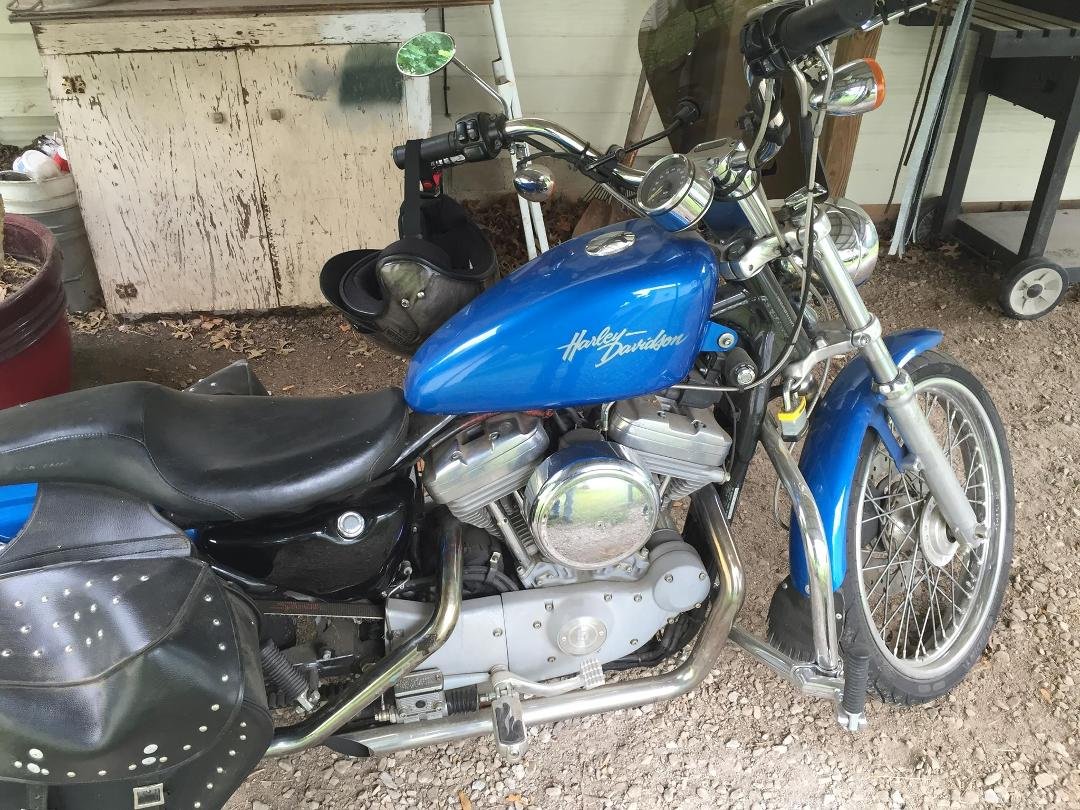 Needing to trade for car of like value. 2002 Harley Sportster 883. New tires, battery, and drive belt among other things. Lots of extras. Blue book value without extras is $3400. Just wanting to trade for good car or truck