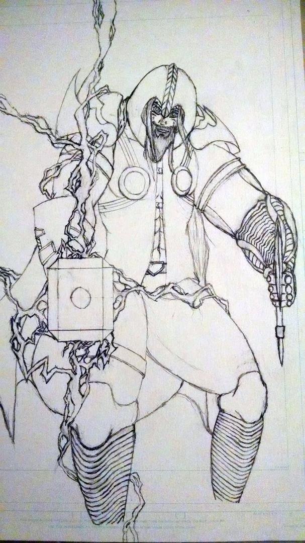 All that is left is the Valkyrie wings on his helm, then I'll start inking it.