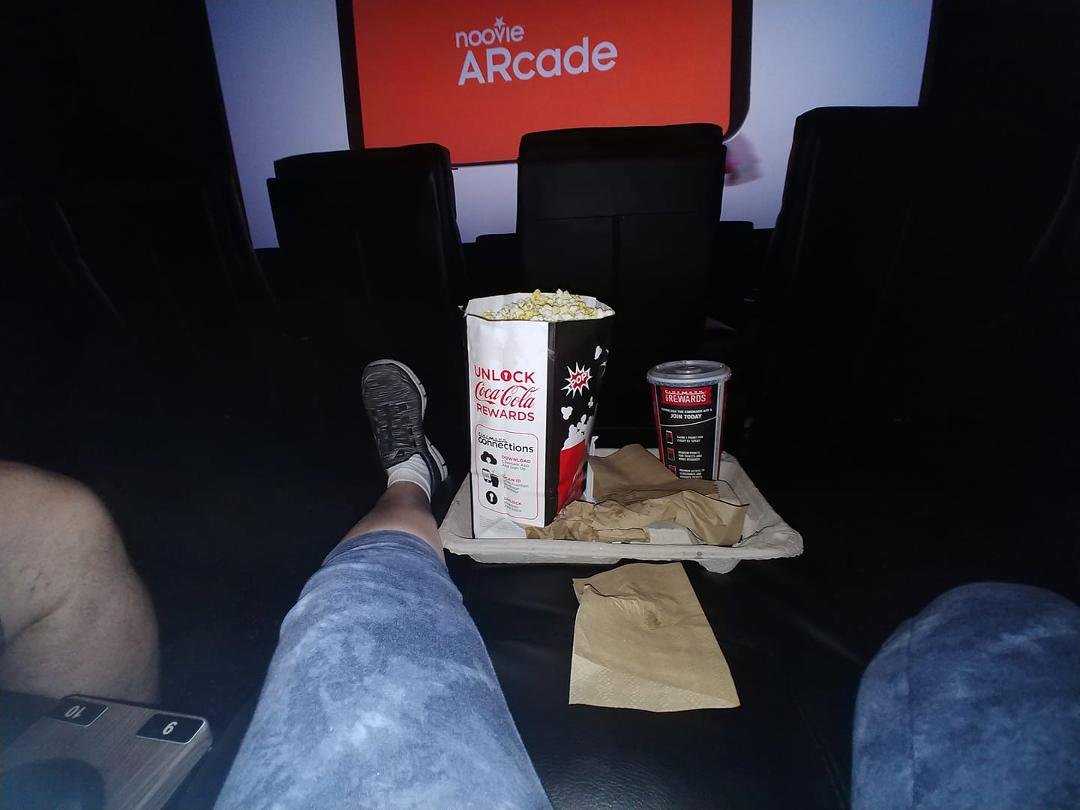 Settling in with popcorn and coke on my reclining seat getting ready for Rocketman