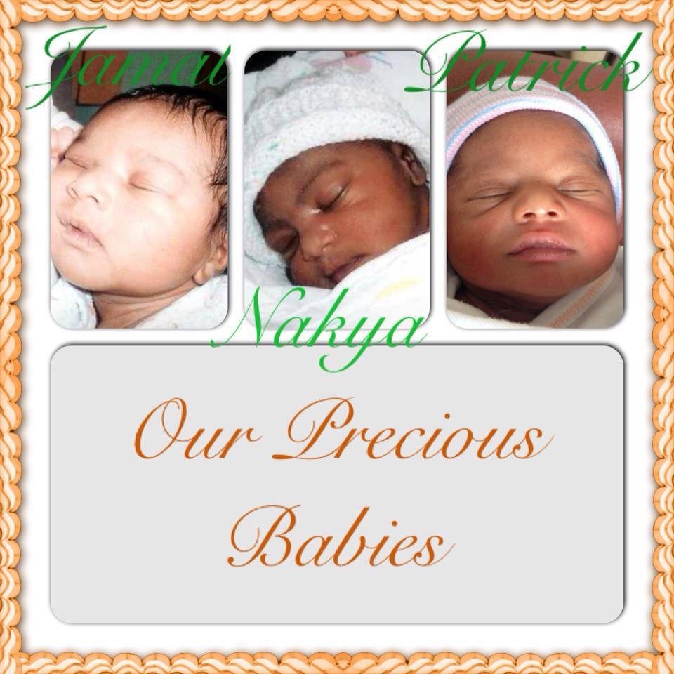 All the Grandkids at birth from left to right Jamal born 2/1/08, Nakya born 2/9/08, and Partrick Jr. born 12/19/12.