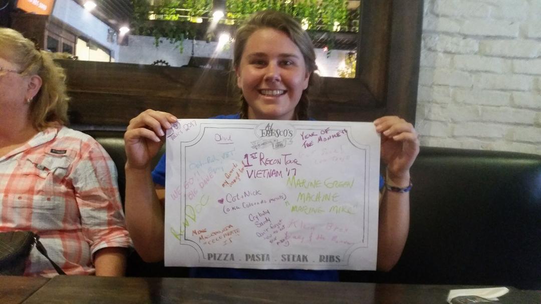 Our tour group in Vietnam really adopted and supported my favorite daughter Olivia Robertson. My wife and I really appreciate that. With Karen Witherow Robertson