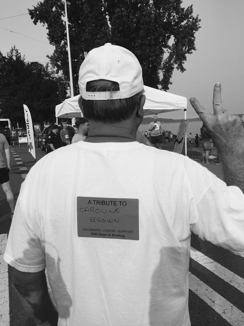 I ran the Alki Beach 5k this morning! It was to support Breast Cancer. I ran in memory of my friend, Caroline Brown, who fought the good fight. Rest in peace, Caroline!