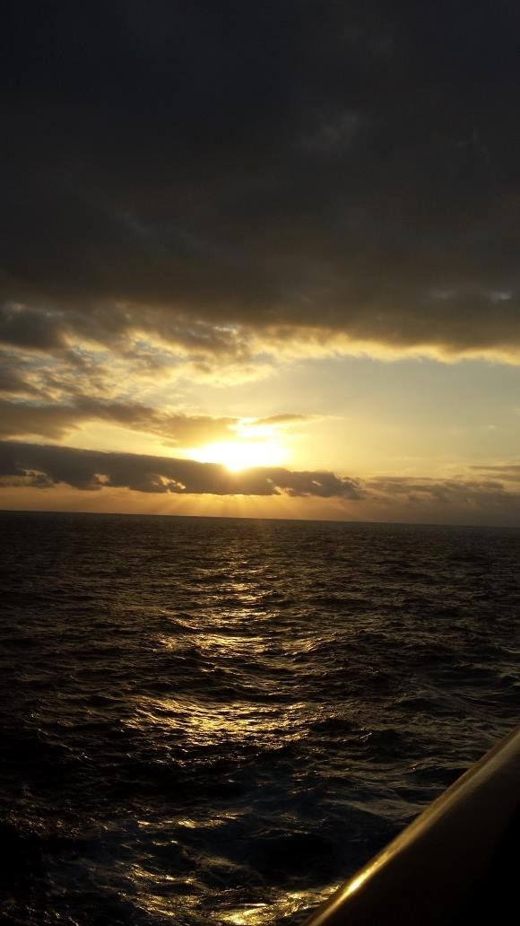 At sea