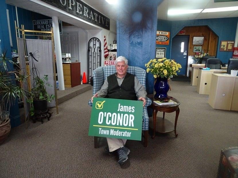 James O'Conor, our new town moderator, dropped by on election day. Congratulations on a strong winning campaign!