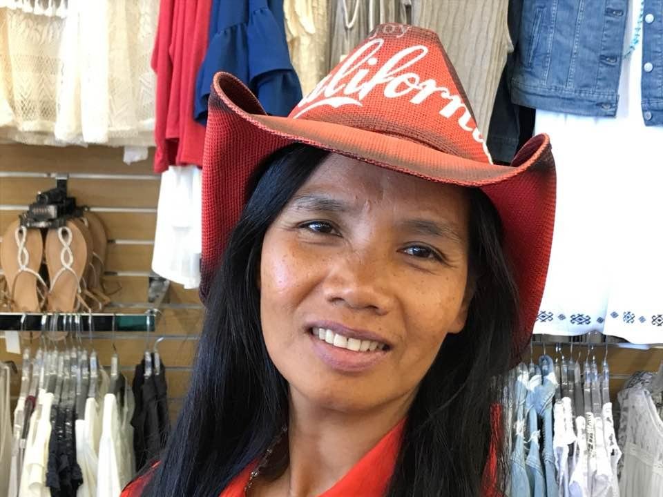 My little wife Susie & her new hat...