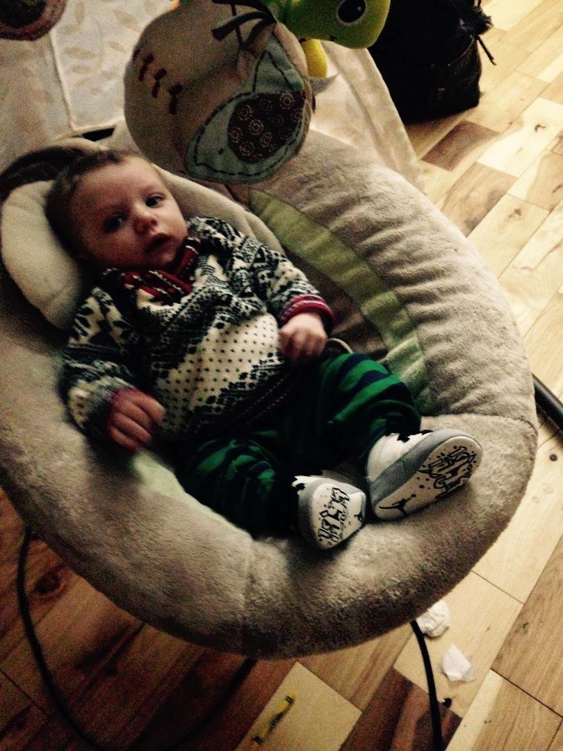 My nephew in his first Jordan's. Hehe