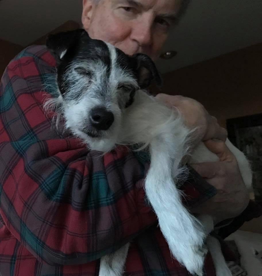 Barkley loves it when Dad holds him and updates me with latest stock market news❤️