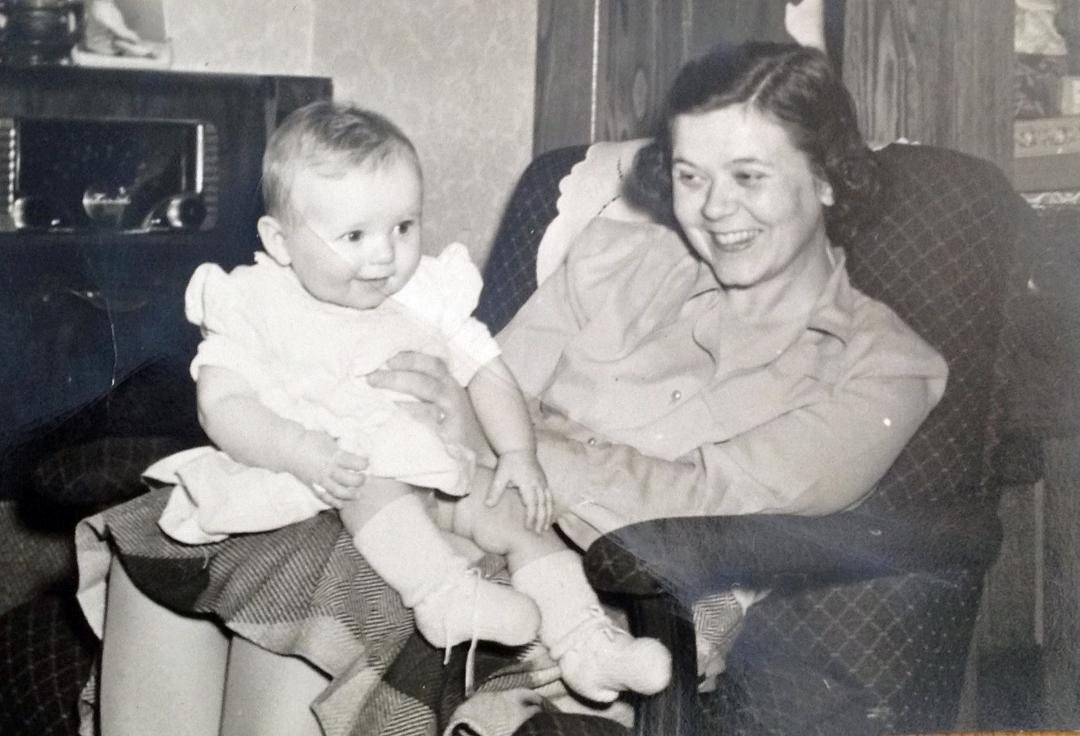 Just one more pic - Mom & me, Christmas, 1947