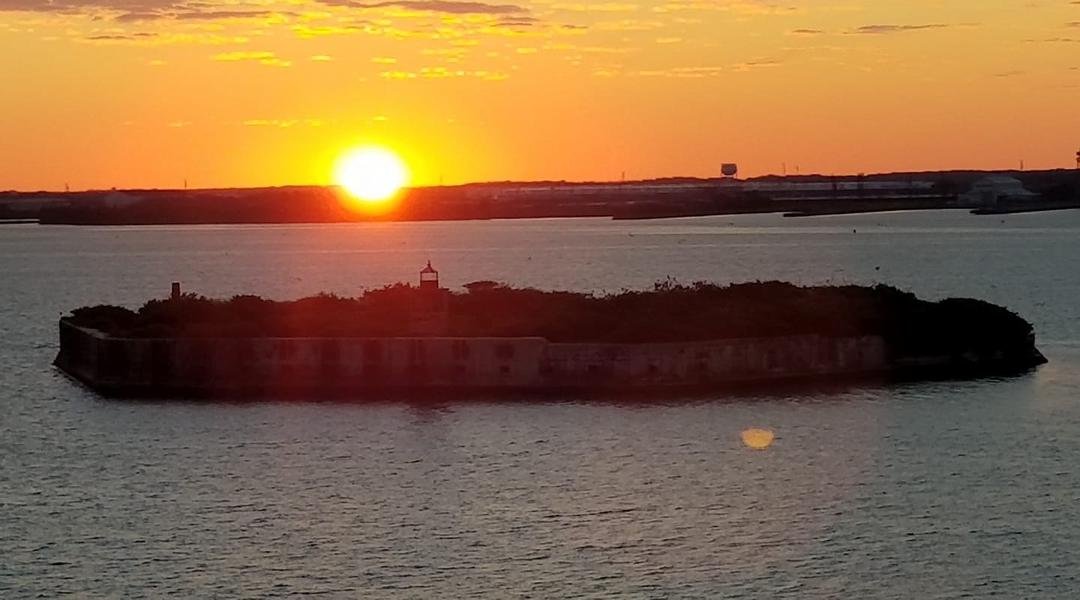 Sunrise over Baltimore harbor