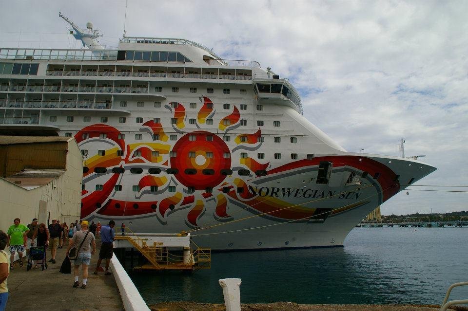 Our cruise ship docked in Ocho Rios, Jamaica