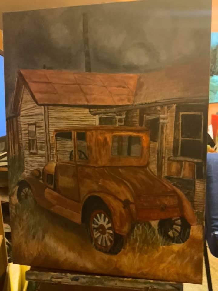 Here’s my latest painting. Lots of detail. But it was fun