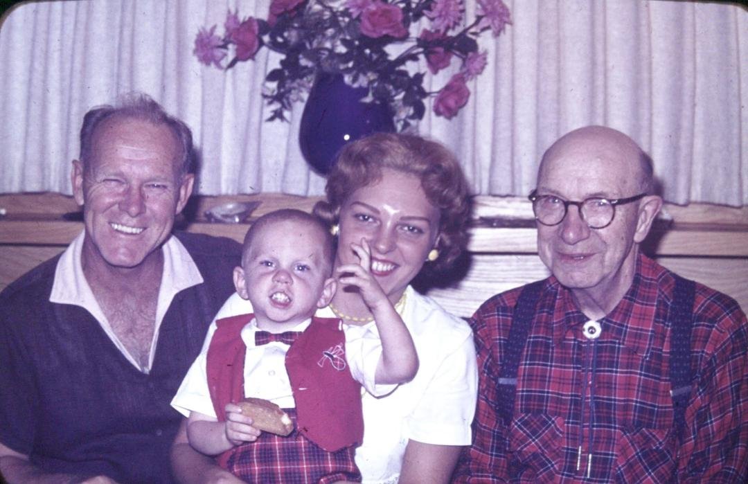 G'pa, Bruce Helton, Nancy, GG'pa Wilson. Not sure of the date.