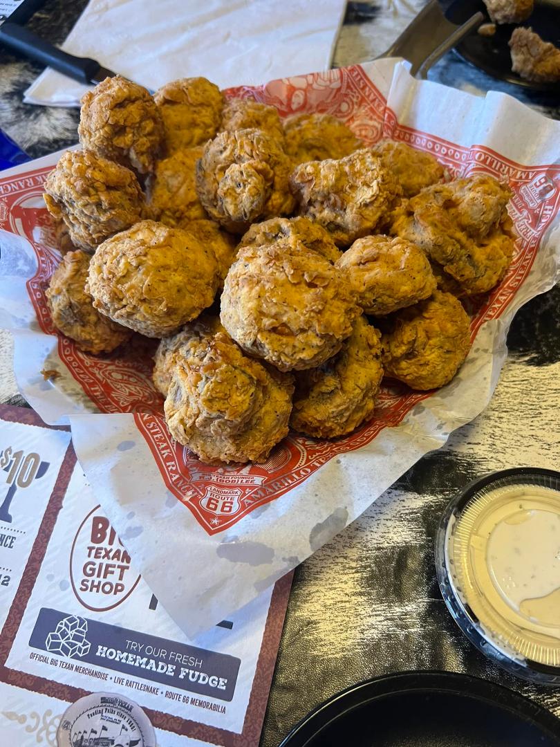 Giant fried mushrooms, everything is bigger in Texas.