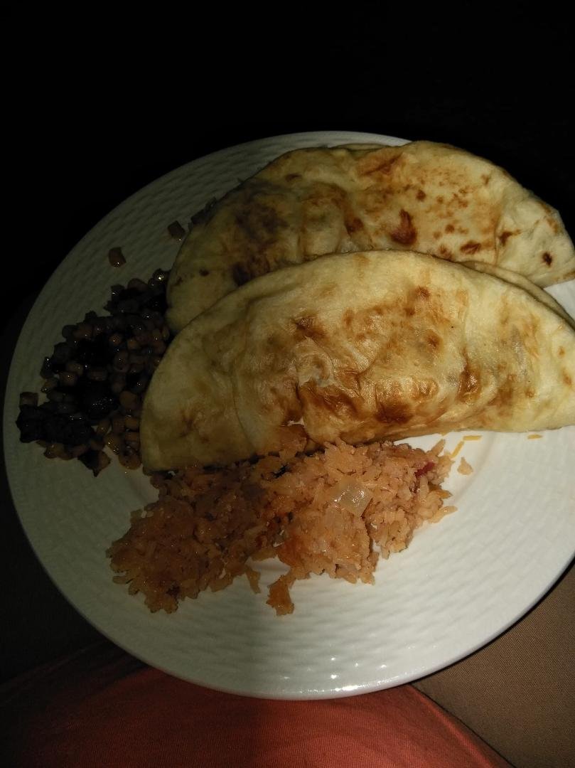 Tonight's dinner. I don't have the refried beans on there but they are in the kitchen