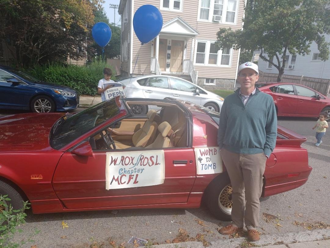 Roslindale parades best vehicle November  2023 with driver Mike Murray. W Roxbury/Roslindale Chapter Mass. Citizens for Life